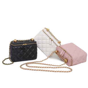 2025新款小香风 双拱门小金球方盒包 小菱格链条化妆包 做工精致