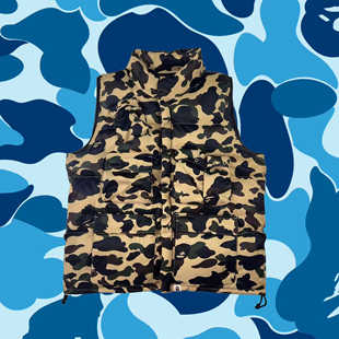 美式复古多口袋机能风迷彩夹棉马甲男女秋冬宽松休闲百搭夹克上衣