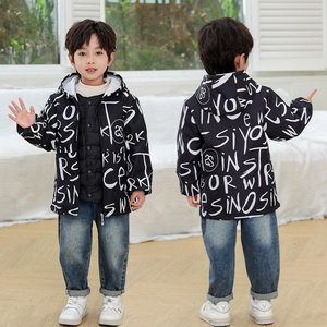 儿童秋冬新款防水罩衣长袖加绒男宝宝吃饭画画围裙中大童防脏护衣