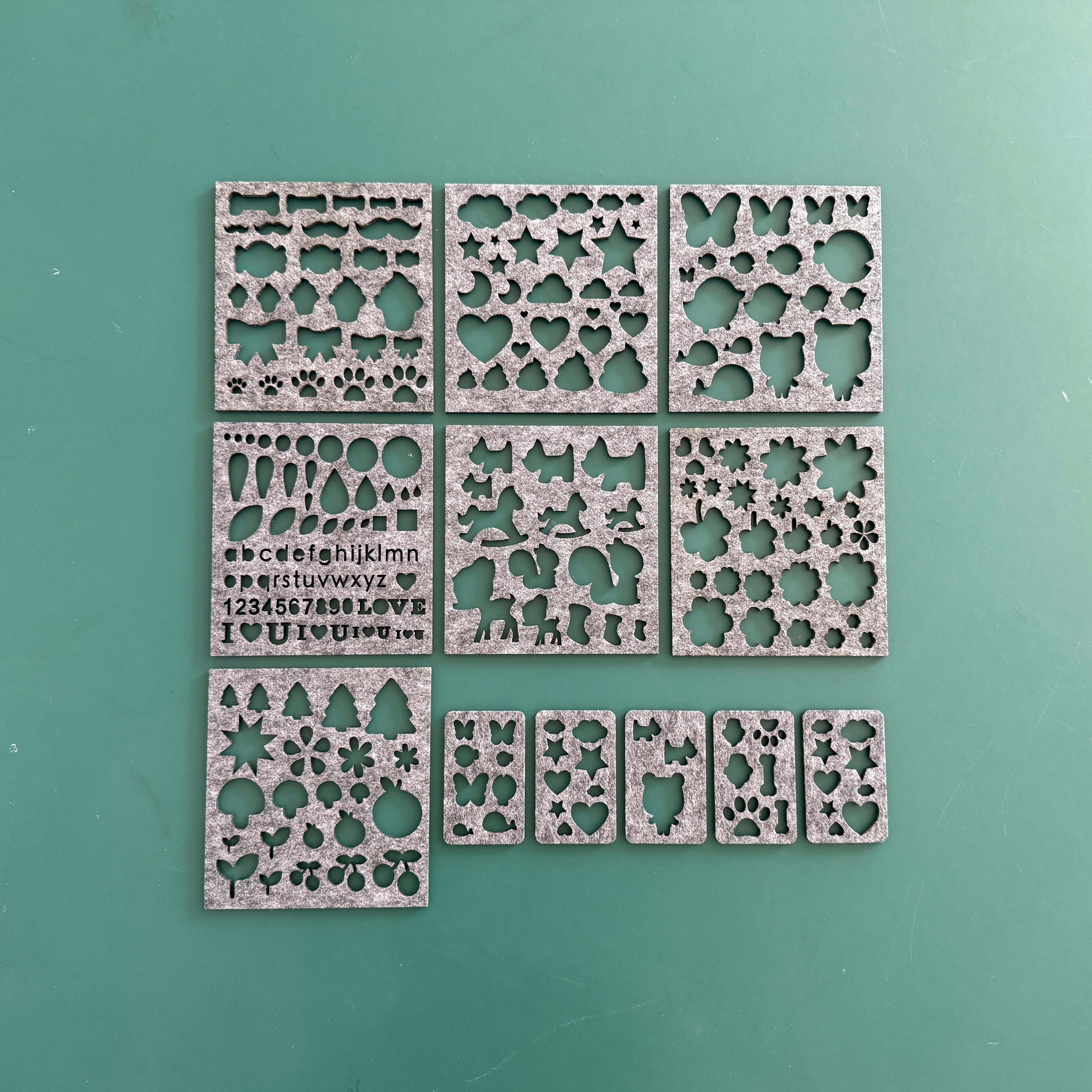 羊毛毡戳戳乐灰色图案模型 模板毛毡套装 手工DIY制作材料包