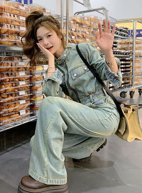 （新款首发）2025秋装时尚休闲立领阔腿连体裤1D060-P175-K268