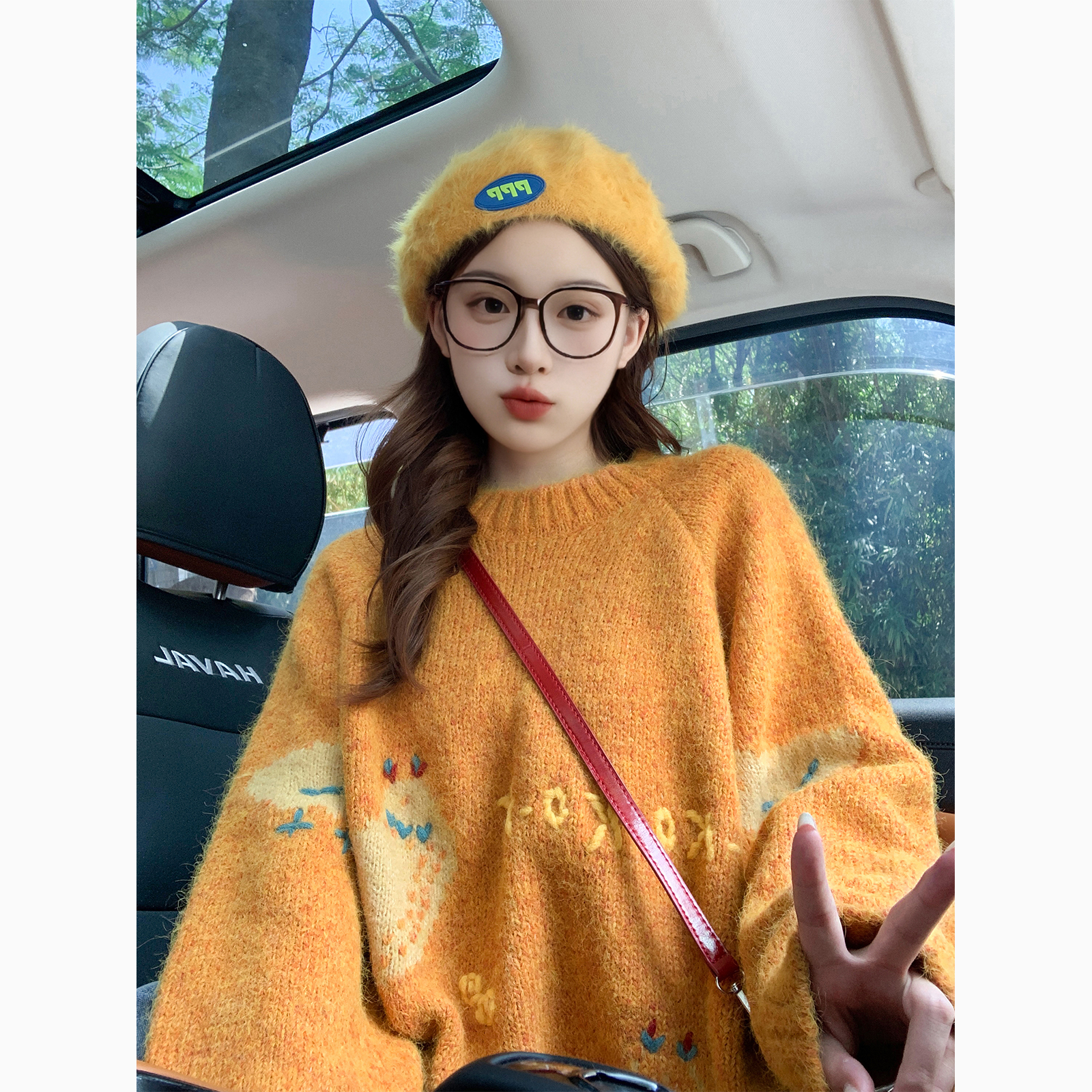 橘色多巴胺毛衣女秋冬2025新款复古宽松慵懒高级感韩系上衣针织衫
