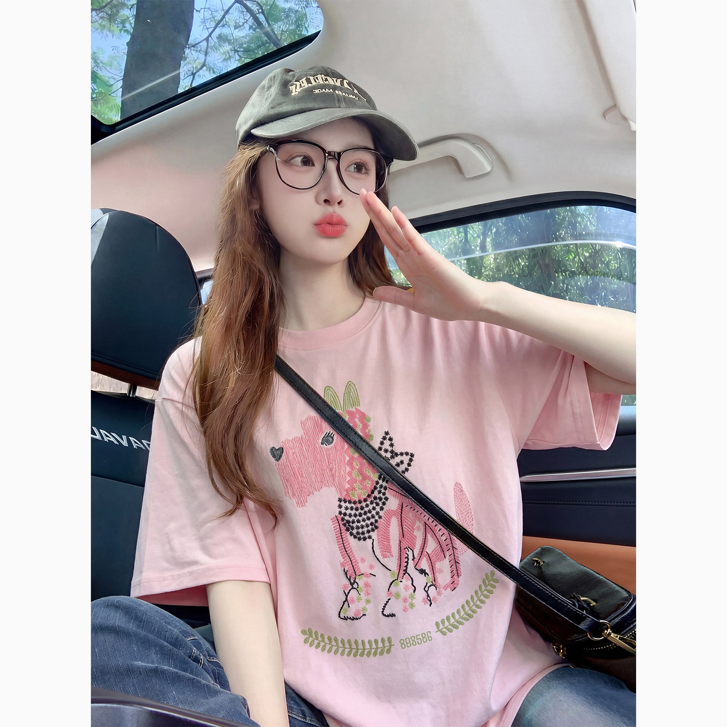 粉色卡通印花可爱潮牌短袖t恤女夏季2026新款宽松减龄显瘦上衣女