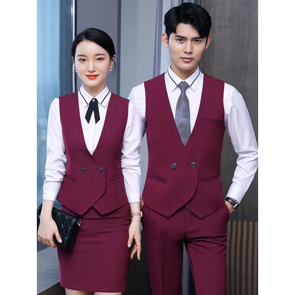 酒店服务员工作服制服衬衫工装女长袖秋冬装大码餐饮职业装套装男