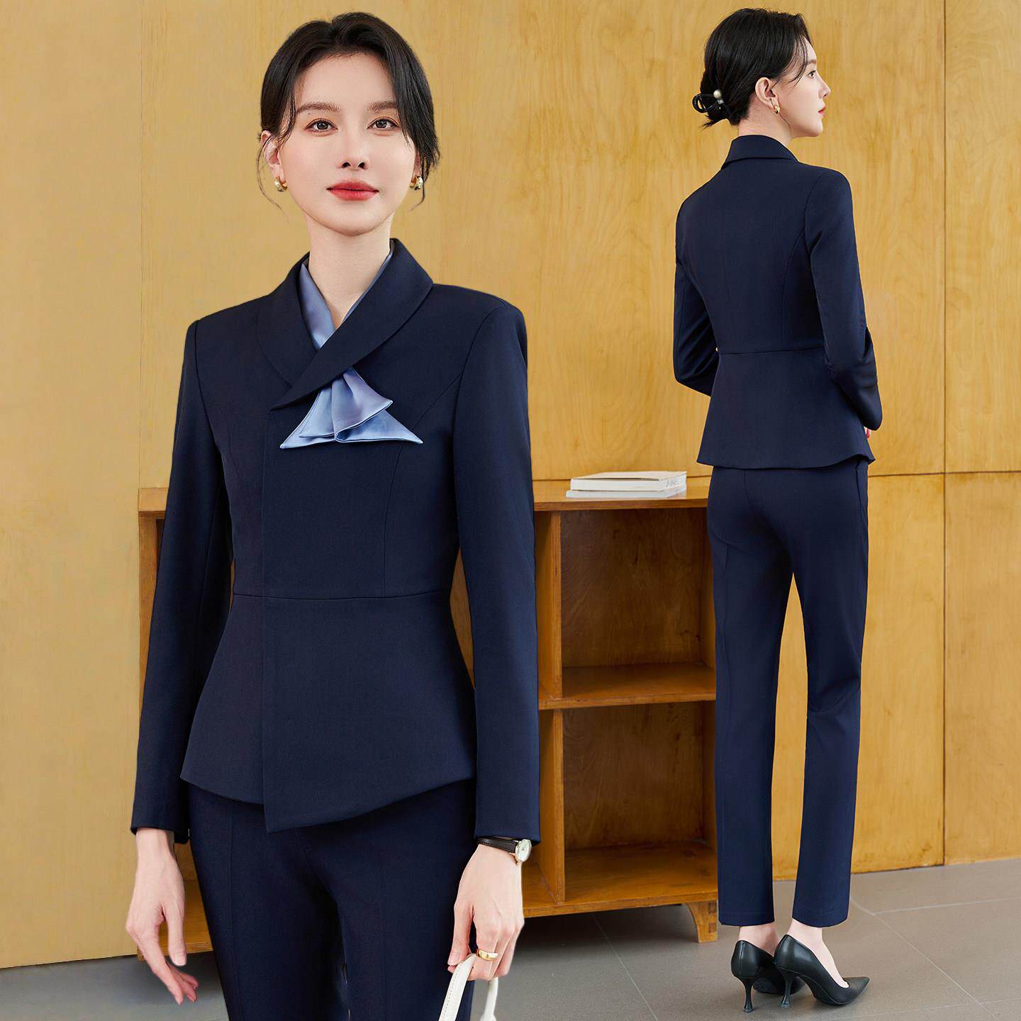 高端职业套装女士秋冬西装制服时尚气质美容院酒店前台接待工作服