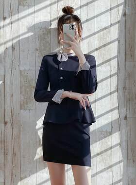高端空姐职业套装2024年春秋新款气质美容师女士小西装套裙工作服