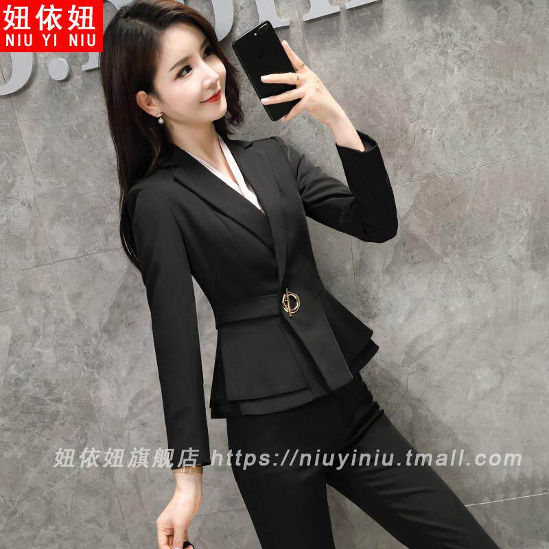 职业装女套装时尚气质秋冬新款美容师工作服面试正装外套西服工装