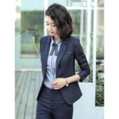 女士气质正装 格子西装 外套女春秋高端职业套装 西服酒店经理工作服
