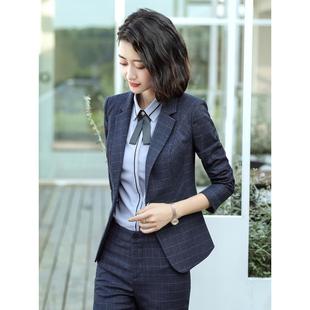 格子西装外套女春秋高端职业套装女士气质正装西服酒店经理工作服