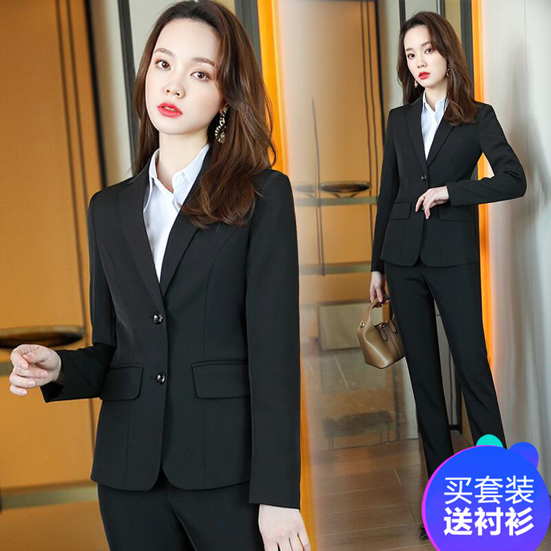 黑色西装套装女职业装气质大学生公务员面试正装小西服外套工作服