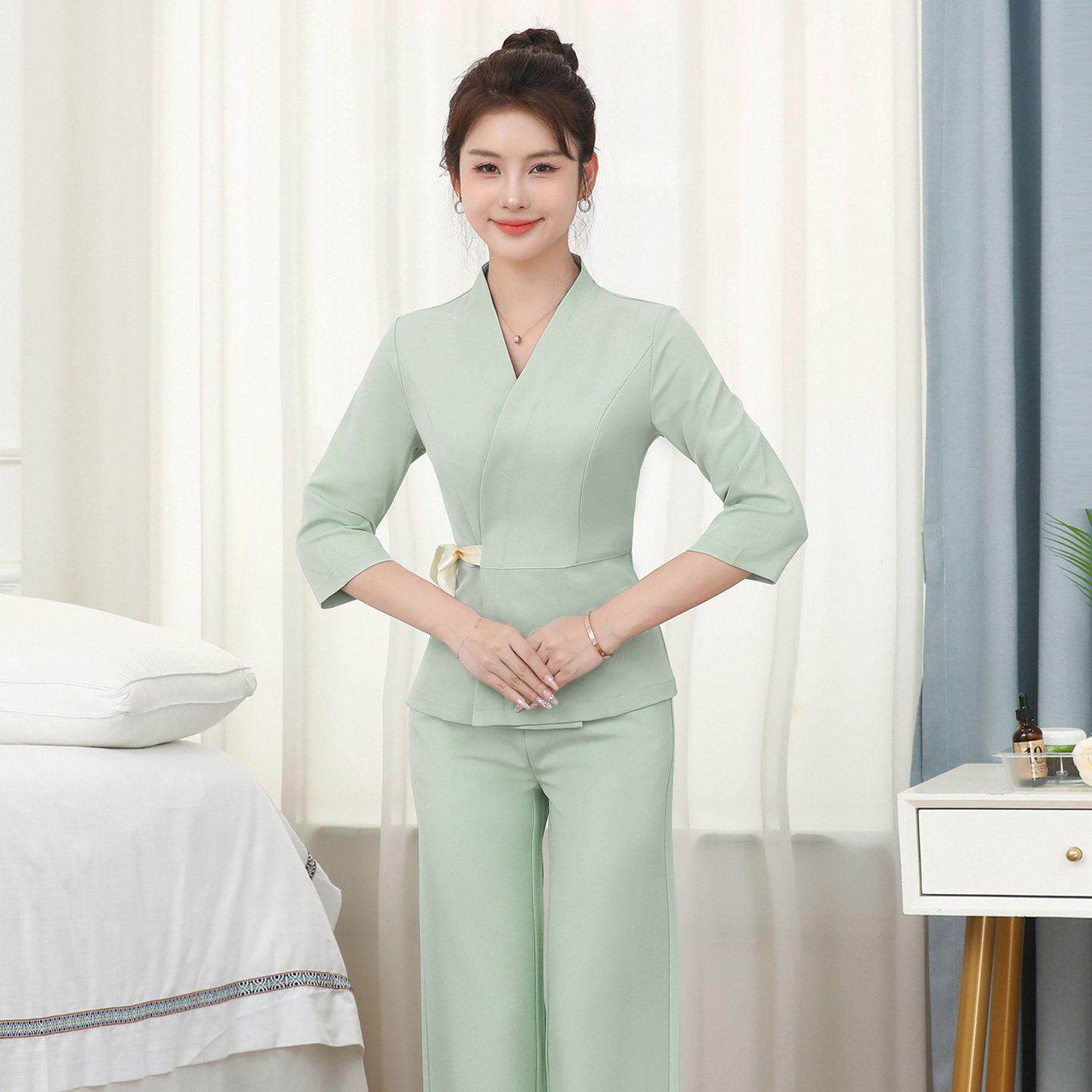 新中式美容院工作服女高端养生理疗产康皮肤spa足浴技师足疗套装