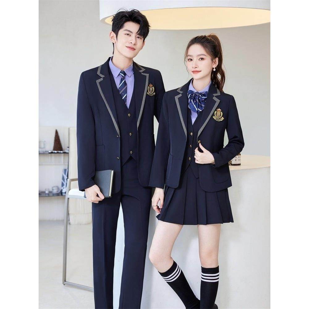 秋冬西装马甲套装男女同款学院风JK制服职业装毕业校服幼师工作服