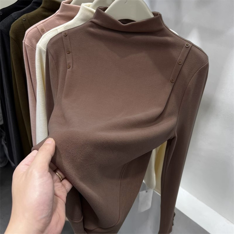 德绒正肩长袖半高领T恤女秋冬季磨毛保暖内搭打底衫修身显瘦上衣,女装/女士精品,T恤,淘宝优惠券,粉丝福利购,淘宝优惠卷