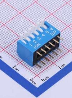 TE-06R 拨码开关 拨码开关蓝色06P-180度 间距2.54mm 立式直插侧
