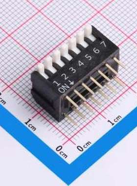 DP-07-K-T 拨码开关 7位 2.54mm间距 宽体黑色侧拨 DIP拨码开关