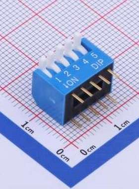 TE-05R 拨码开关 拨码开关蓝色05P-180度 间距2.54mm 立式直插侧