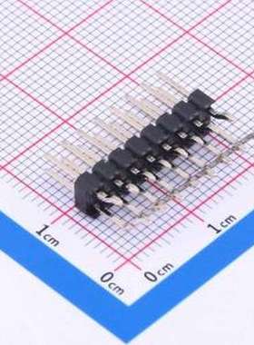 PZ254-2-08-WS 排针 2x8P 间距:2.54mm 方针 卧贴 黑色 SMD,P=2.5