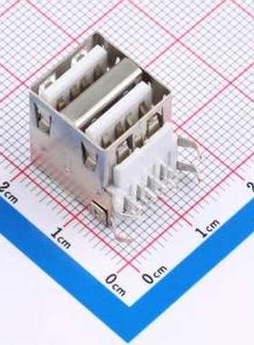 XDUF-0421-10 USB连接器 双层 USB 2.0AF 90度插板式无卷边 插件