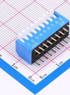 DL-09LT 拨码开关 2.54mm间距 9位 琴键式 直插侧拨长柄 蓝色 拨