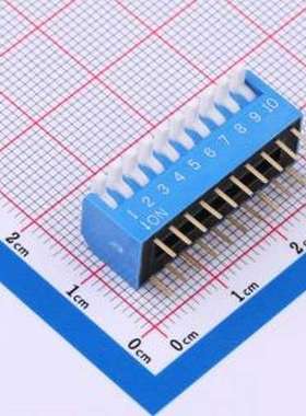 DP-10-B-T 拨码开关 2.54mm间距 10位 琴键式 直插侧拨 蓝色 拨码