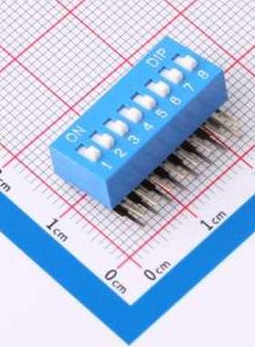 DA-08-B 拨码开关 拨码开关2.54mm间距,弯脚90度侧插 蓝色 8PIN/