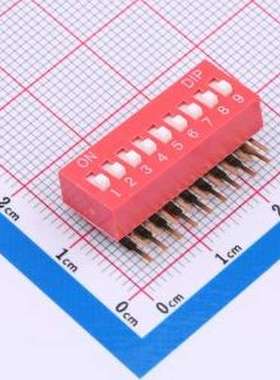 DA-09-R 拨码开关 拨码开关2.54mm间距,弯脚90度侧插 红色 9PIN/