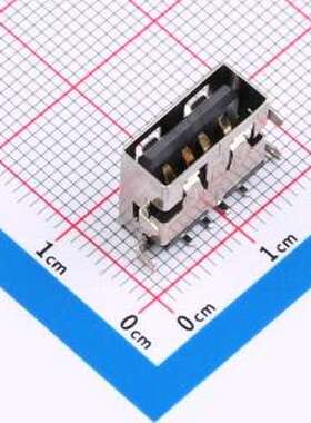 XUDF-0411-0220 USB连接器 沉板式USB 2.0AF H1.9MM 插板式无边