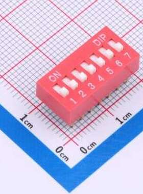 DS-07-R 拨码开关 拨码开关2.54mm间距,红色7PIN/位 立式直插平拨