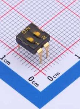YDD02LS2 拨码开关 2位低拨键贴膜黑色插件2.54MM拨码开关 插件
