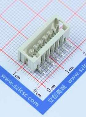 425针座连接器-弯形-07P-2.5mm白灰色 线对板针座 1x7P 间距:2.5m