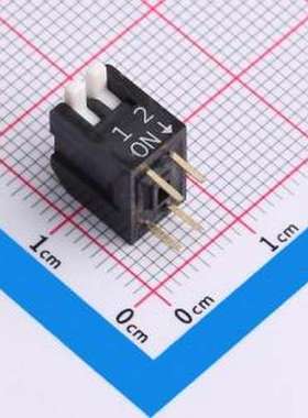 DP-02-K-T 拨码开关 2位 2.54mm间距 宽体黑色侧拨 DIP拨码开关