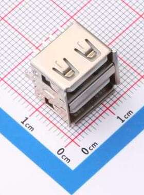 XUDF-0208-1051 USB连接器 双层 USB 2.0AF 180度直插短体10.5长