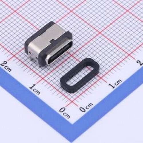 TYPE-C 6PFS 4J-H7.5 IPX8 USB连接器 Type-C 母 卧贴 两件套 SMD