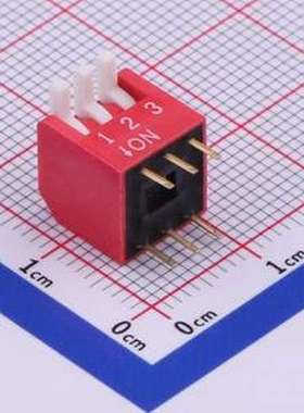 TE-03 拨码开关 拨码开关红色03P-180度3PIN间距2.54mm立式直插侧