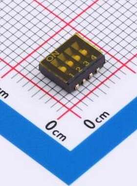 DU-04P 拨码开关 1.27mm间距4位 贴片黑色J脚 拨码开关 SMD,P=1.2