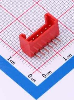 WF-1B200B6P-R 线对板针座 间距2.0mm 弯插 带扣 红色 1x6P 弯插,