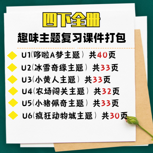 人教版pep小学英语公开课课件ppt四年级下册期末复习课件趣味主题 文具电教/文化用品/商务用品 计划表 原图主图