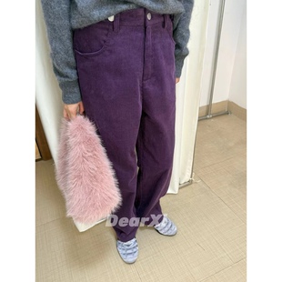 日了个韩|宽松复古百搭设计款高腰显瘦阔腿直筒灯芯绒休闲裤长裤