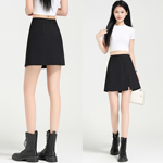 黑色西装半身裙女春秋季新款高腰显瘦包臀小个子短款开叉a字裙裤