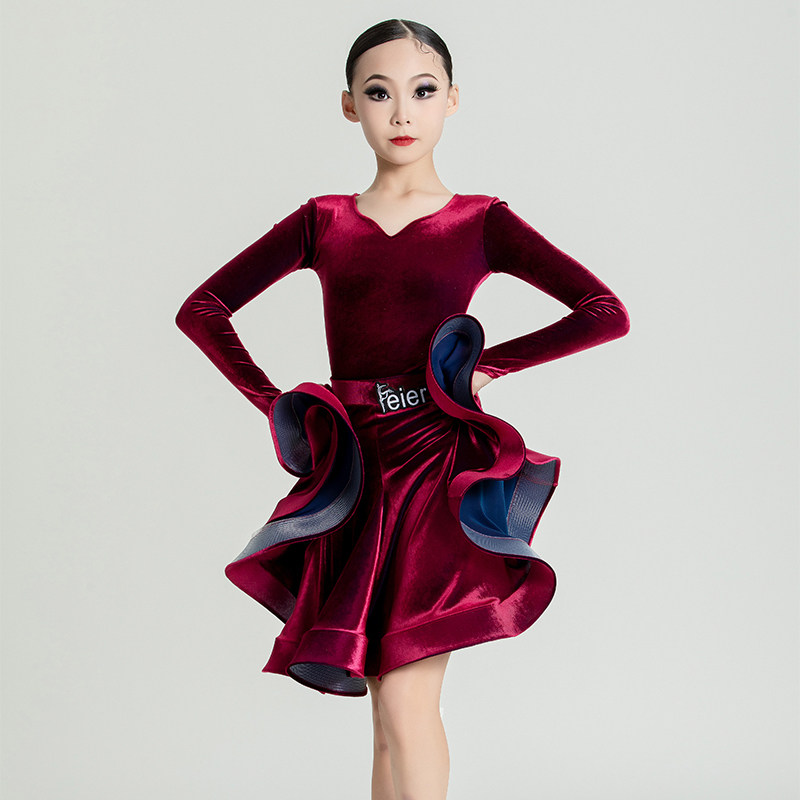2024新款女童拉丁舞比赛规定赛服春秋高级感套装儿童专业考级服装