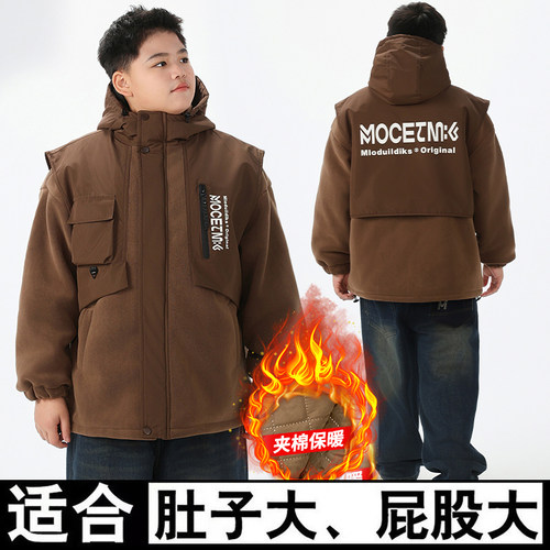 胖男童夹棉加厚外套大童二棉棉服
