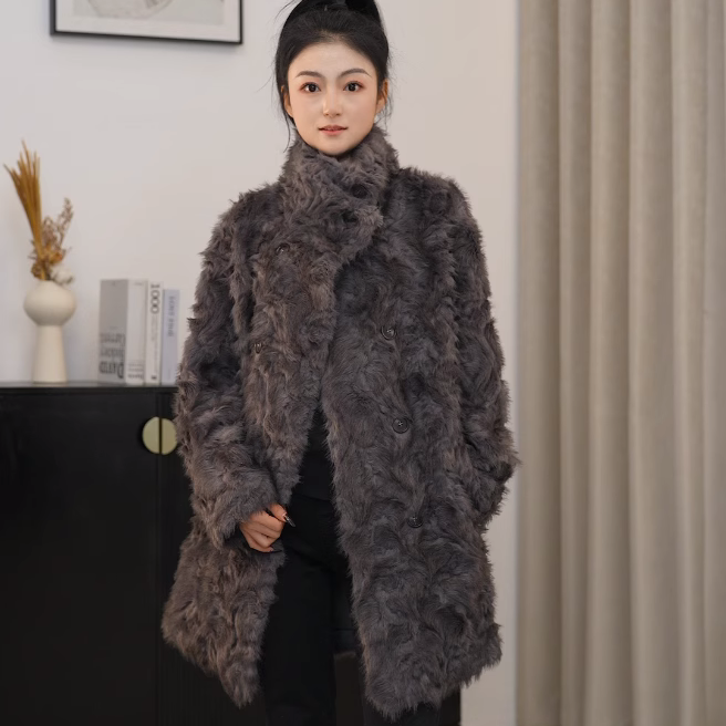 高级灰环保毛毛外套女冬季2025新款加厚宽松立领中长款毛绒绒大衣,女装/女士精品,短外套,淘宝优惠券,粉丝福利购,淘宝优惠卷