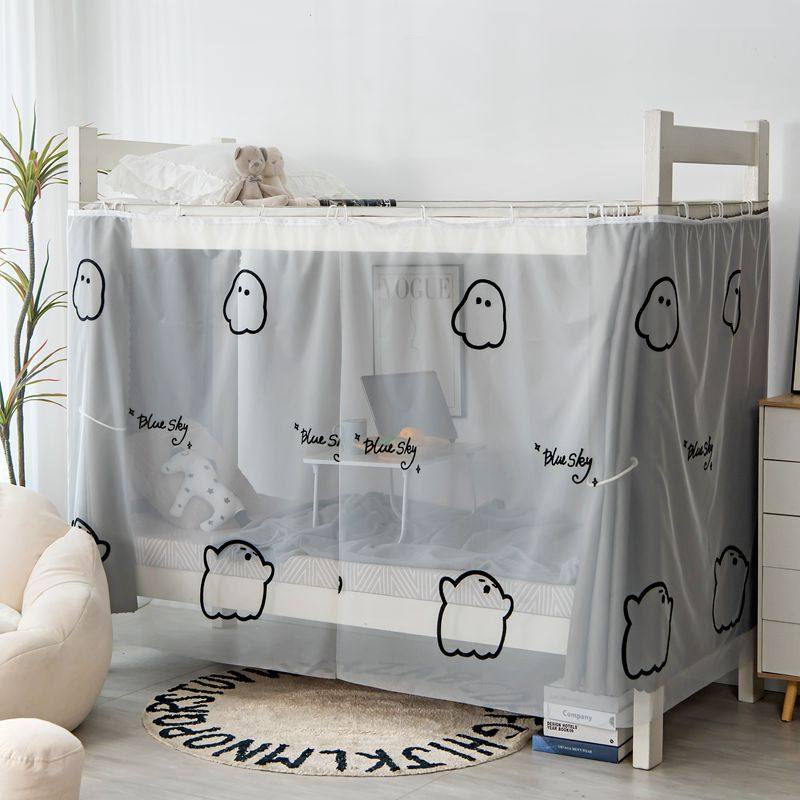 大学生宿舍床帘上铺女下铺床幔一体式蚊帐透气加厚强遮光帘小清新