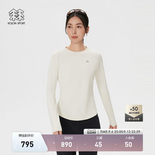 KOLON SPORT可隆户外休闲衣女士SEAMLESS一体织圆领长袖T恤