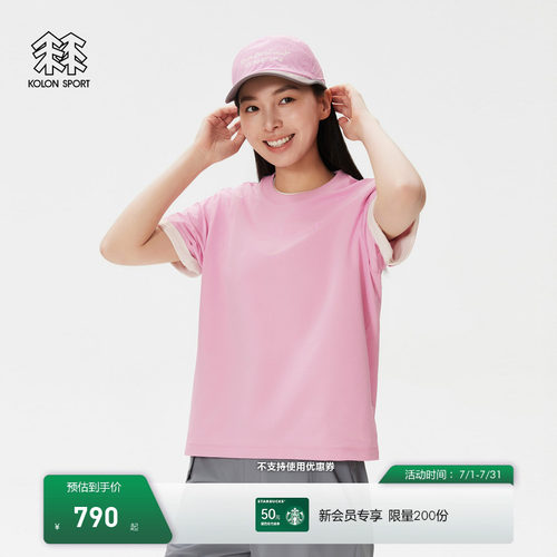 KOLON SPORT可隆吸湿速干T恤女士日常露营GRAPHIC印花短袖T恤