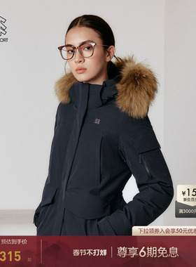 KOLON SPORT可隆羽绒衣防水防风透湿男女中量毛领连帽运动羽绒服