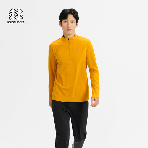 KOLON SPORT可隆男女休闲衣秋冬徒步微拉绒半拉链长袖T恤