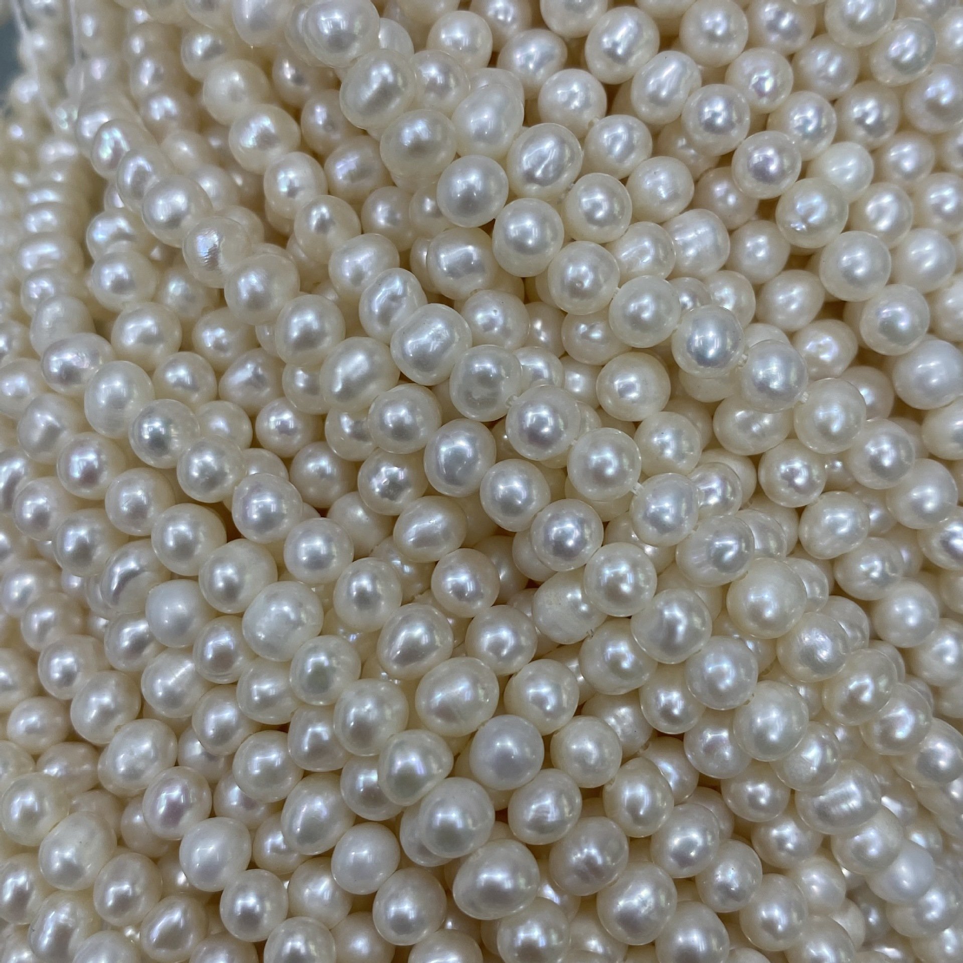 天然淡水珍珠 4~5mm 强光 无花皮 土豆圆 diy项链 手链无核珍珠