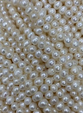 天然淡水珍珠 4~5mm 强光 无花皮 土豆圆 diy项链 手链无核珍珠