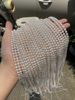 天然淡水珍珠ak5～6mm异性小水滴圆珠项链手链半成品DIY饰品配件